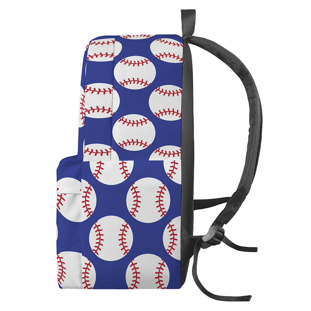 Blue Baseball Pattern Print Backpack