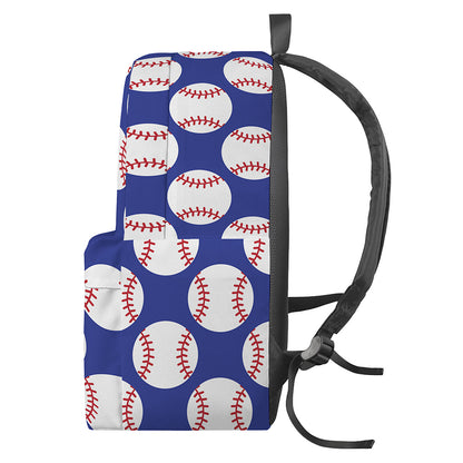 Blue Baseball Pattern Print Backpack