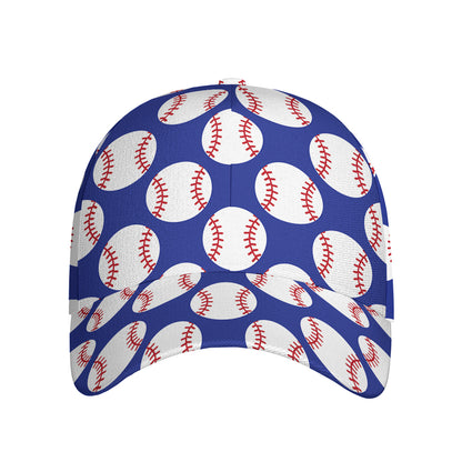 Blue Baseball Pattern Print Baseball Cap