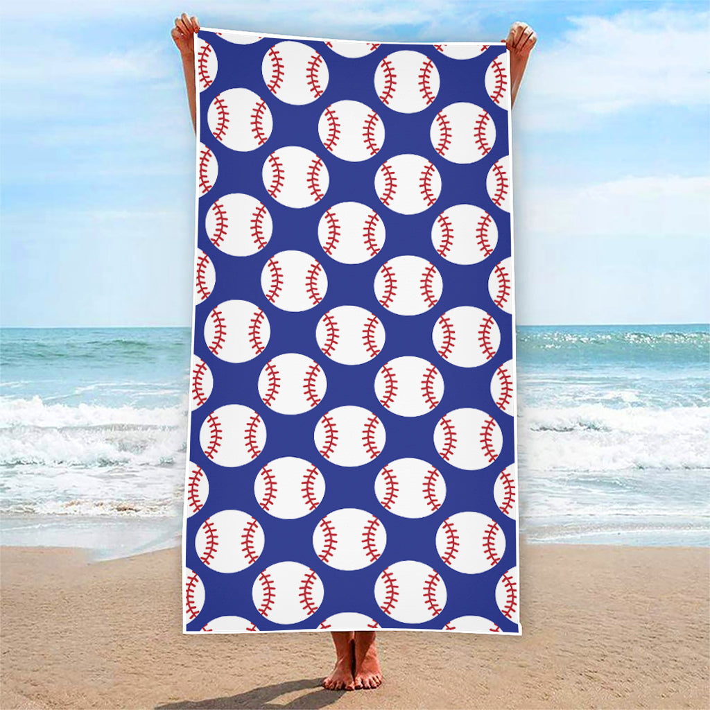 Blue Baseball Pattern Print Beach Towel