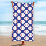 Blue Baseball Pattern Print Beach Towel