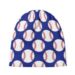 Blue Baseball Pattern Print Beanie