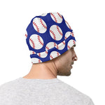 Blue Baseball Pattern Print Beanie