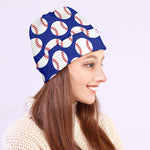 Blue Baseball Pattern Print Beanie