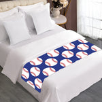 Blue Baseball Pattern Print Bed Runner
