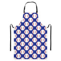 Blue Baseball Pattern Print Bib Apron With Pocket