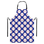 Blue Baseball Pattern Print Bib Apron With Pocket