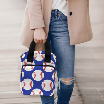 Blue Baseball Pattern Print Bible Tote Bag