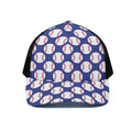 Blue Baseball Pattern Print Black Mesh Trucker Hat