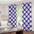 Blue Baseball Pattern Print Dimout Grommet Curtains