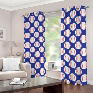 Blue Baseball Pattern Print Blackout Grommet Curtains