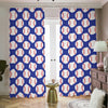 Blue Baseball Pattern Print Blackout Pencil Pleat Curtains