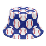 Blue Baseball Pattern Print Bucket Hat