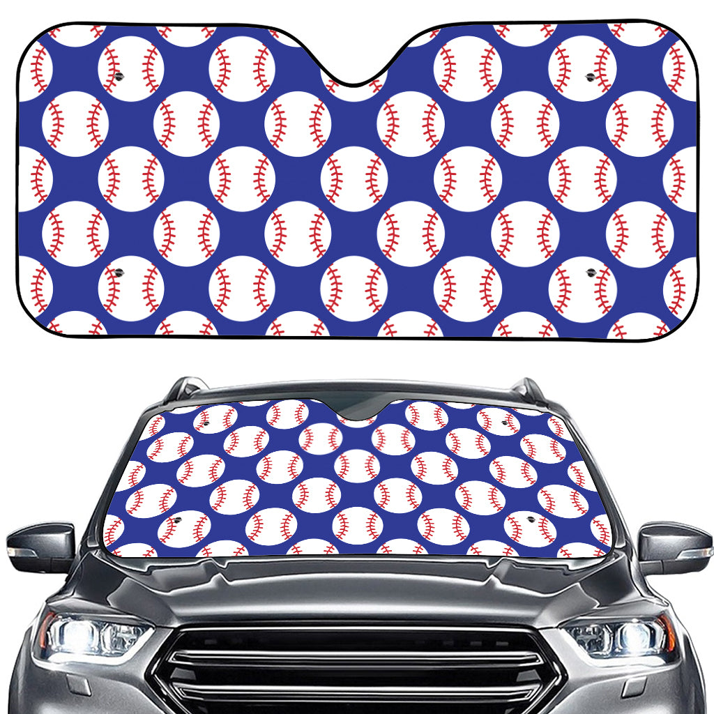 Blue Baseball Pattern Print Car Windshield Sun Shade