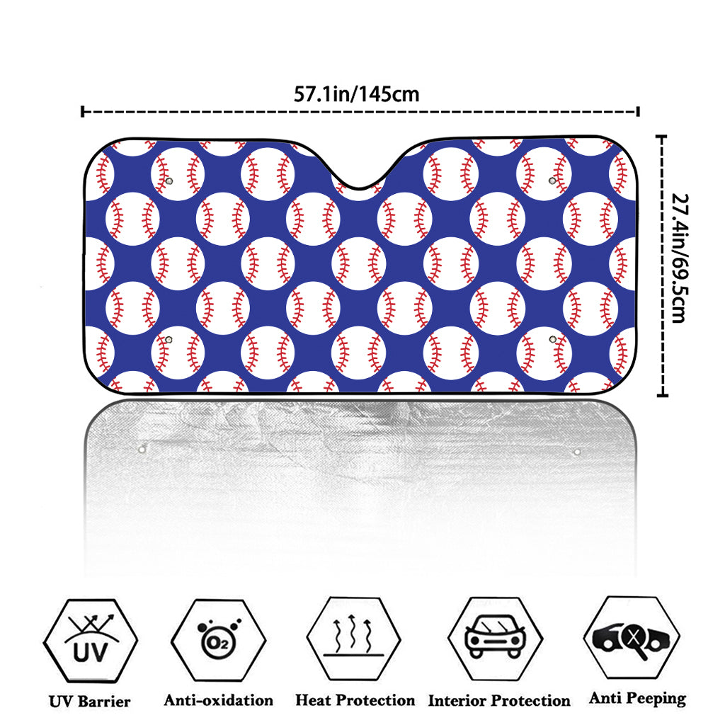 Blue Baseball Pattern Print Car Windshield Sun Shade