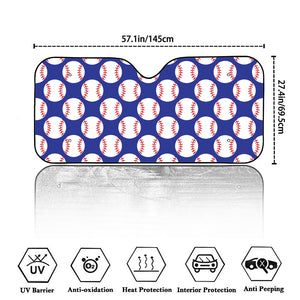 Blue Baseball Pattern Print Car Windshield Sun Shade