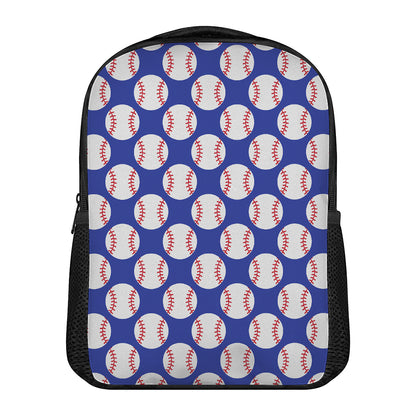 Blue Baseball Pattern Print Casual Backpack