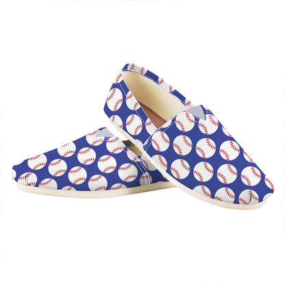 Blue Baseball Pattern Print Casual Shoes