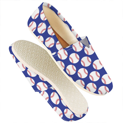 Blue Baseball Pattern Print Casual Shoes