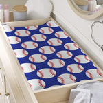 Blue Baseball Pattern Print Changing Pad Cover