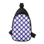 Blue Baseball Pattern Print Chest Bag