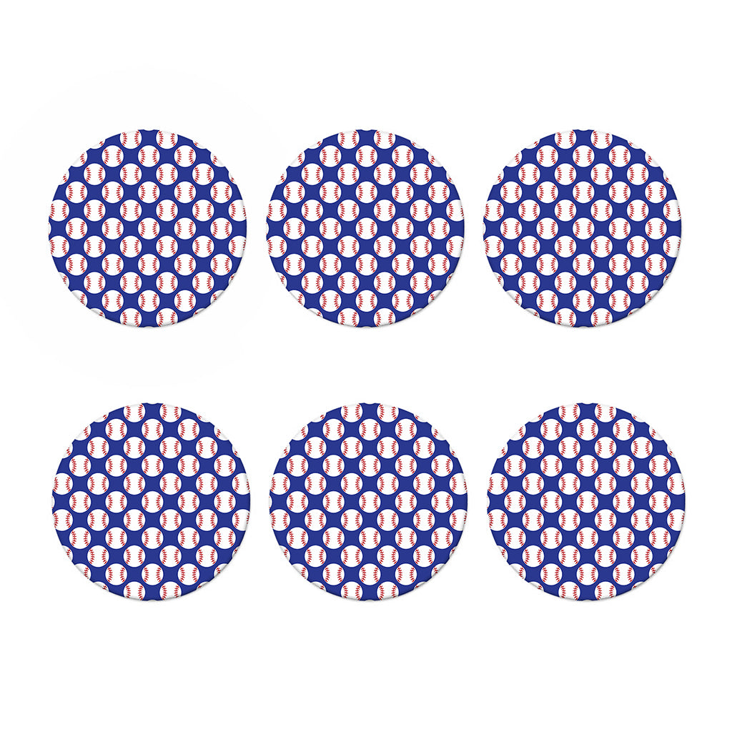 Blue Baseball Pattern Print Coaster Set