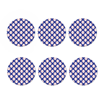 Blue Baseball Pattern Print Coaster Set