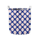 Blue Baseball Pattern Print Collapsible Laundry Basket