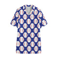 Blue Baseball Pattern Print Cotton Hawaiian Shirt