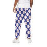 Blue Baseball Pattern Print Cotton Pants