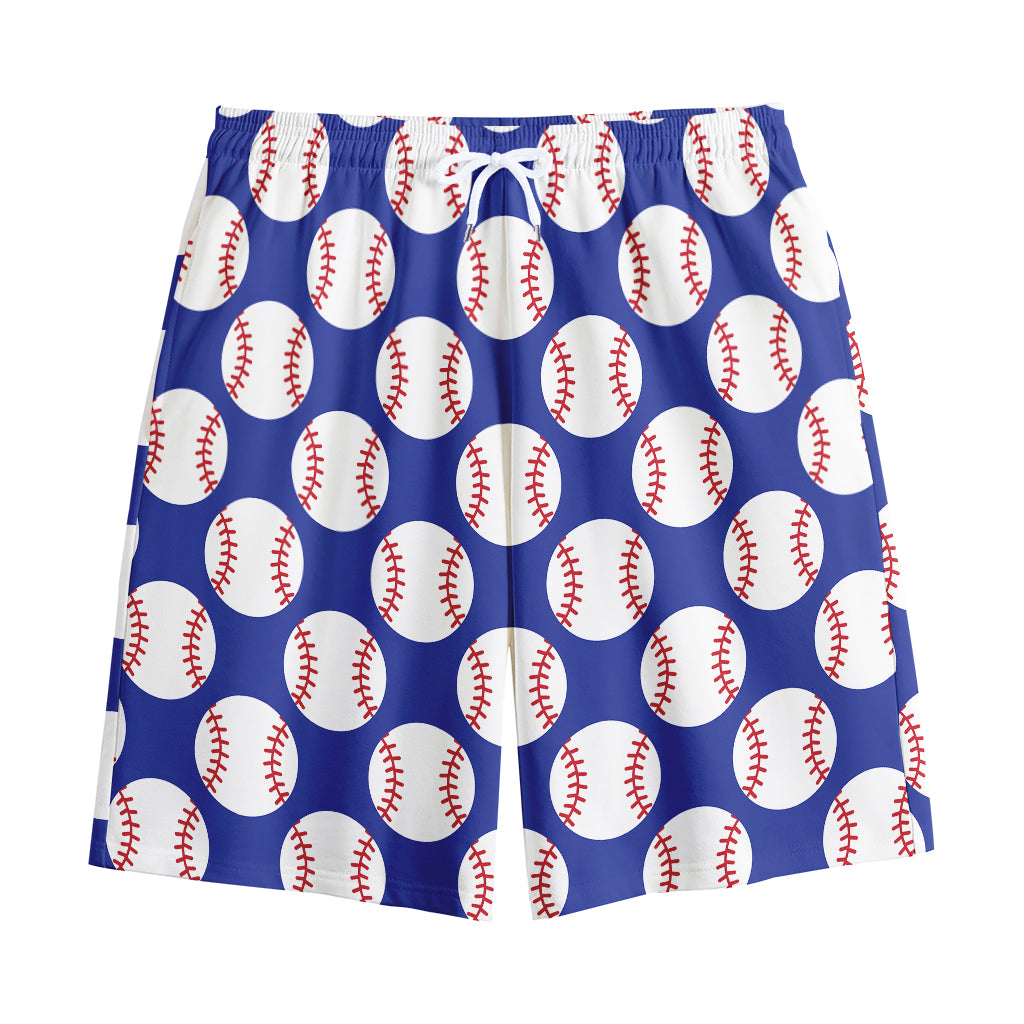 Blue Baseball Pattern Print Cotton Shorts