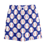 Blue Baseball Pattern Print Cotton Shorts
