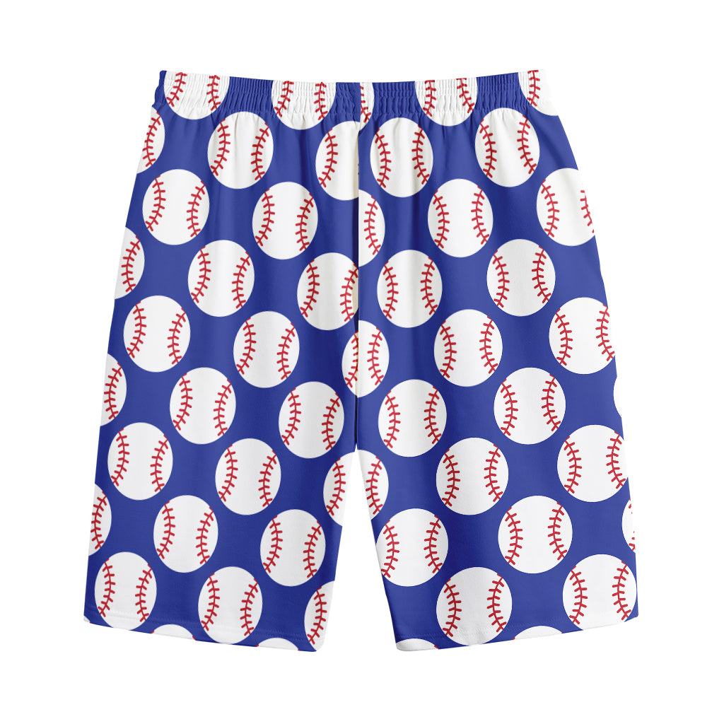 Blue Baseball Pattern Print Cotton Shorts
