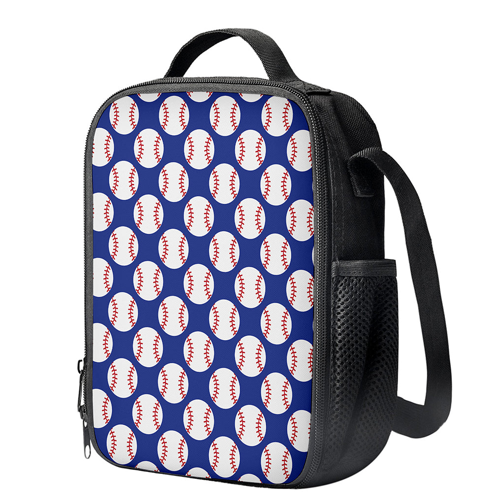 Blue Baseball Pattern Print Crossbody Lunch Bag