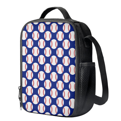 Blue Baseball Pattern Print Crossbody Lunch Bag