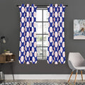 Blue Baseball Pattern Print Grommet Curtain Panels