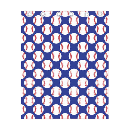 Blue Baseball Pattern Print Curtain