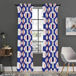 Blue Baseball Pattern Print Curtain