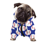 Blue Baseball Pattern Print Dog Zip Up Hoodie
