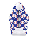 Blue Baseball Pattern Print Dog Zip Up Hoodie