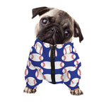 Blue Baseball Pattern Print Dog Zip Up Jacket
