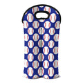 Blue Baseball Pattern Print Double Neoprene Wine Tote