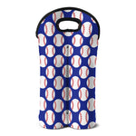 Blue Baseball Pattern Print Double Neoprene Wine Tote
