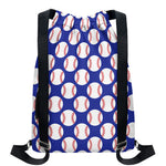 Blue Baseball Pattern Print Drawstring Backpack