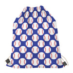 Blue Baseball Pattern Print Drawstring Bag