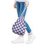 Blue Baseball Pattern Print Drawstring Bag