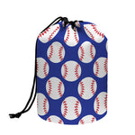 Blue Baseball Pattern Print Drawstring Makeup Bag