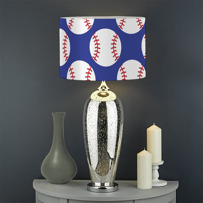 Blue Baseball Pattern Print Drum Lamp Shade