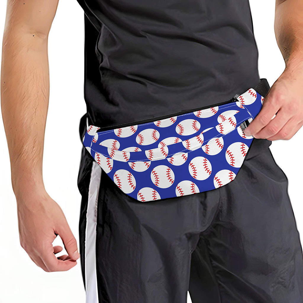 Blue Baseball Pattern Print Fanny Pack