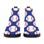 Blue Baseball Pattern Print Flat Ankle Boots
